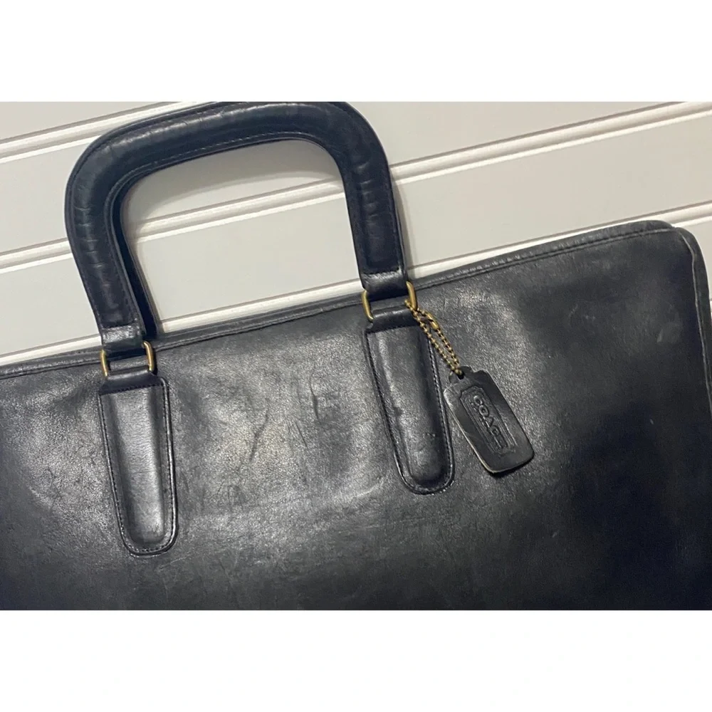 Coach Vintage Bonnie Cashin Black Slim XL Briefcase Shoulder Bag NYC 17 x 10